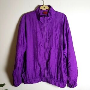 44th Street athletic club purple full zip windbreaker, vintage, women's size XL.